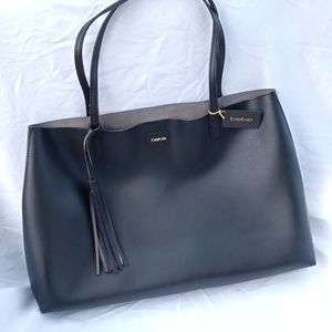 Bebe carryall handbag, xl lightweight black shoulder bag,